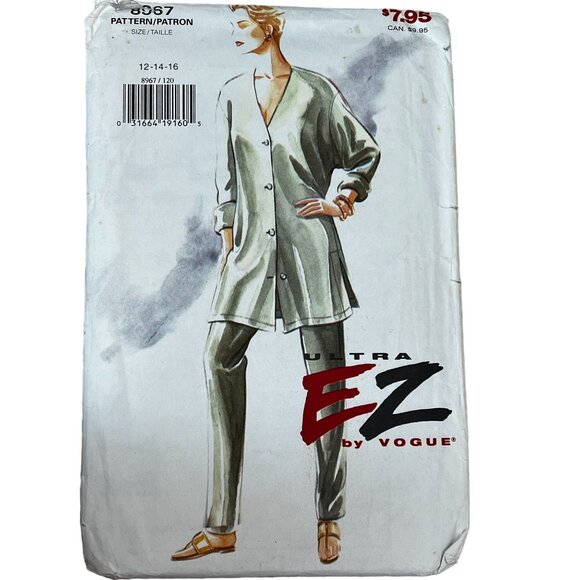 Vogue 8967 Ultra EZ Sewing Pattern for Women's Shirt & Pants Sizes 12-14-16 Uncu - Picture 1 of 2